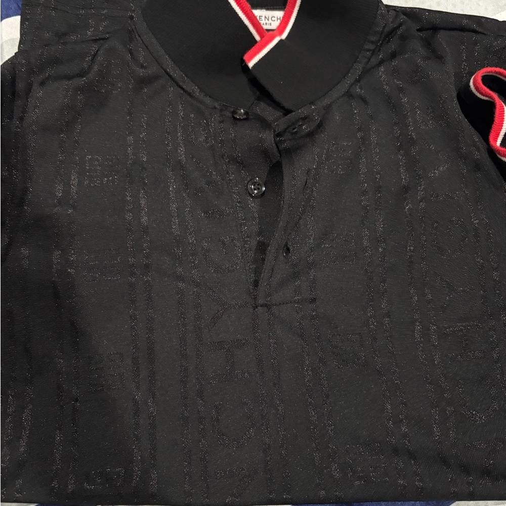 Givenchy Black Polo Shirt with Red Accents